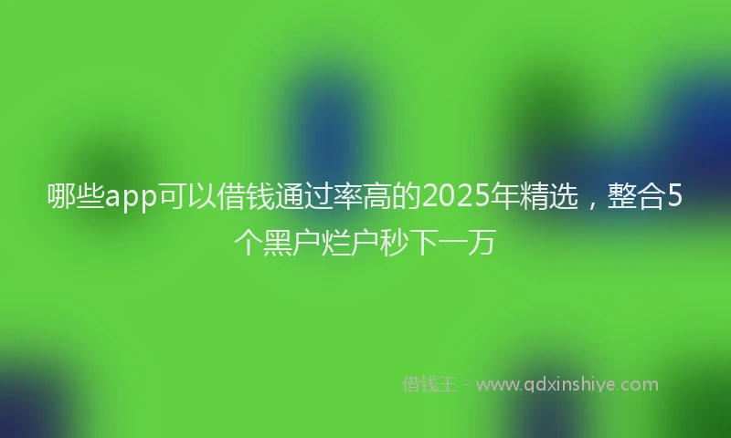 哪些app可以借钱通过率高的2025年精选，整合5个黑户烂户秒下一万