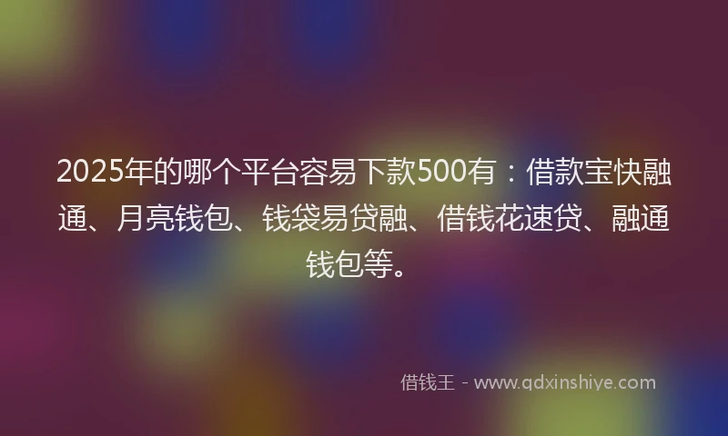 2025年的哪个平台容易下款500有：借款宝快融通、月亮钱包、钱袋易贷融、借钱花速贷、融通钱包等。