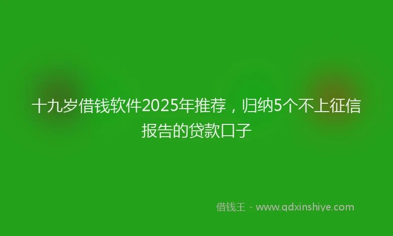 十九岁借钱软件2025年推荐，归纳5个不上征信报告的贷款口子