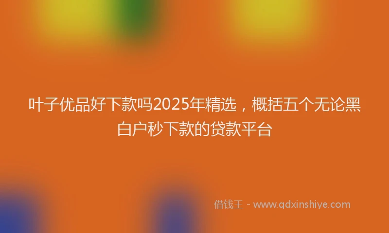 叶子优品好下款吗2025年精选，概括五个无论黑白户秒下款的贷款平台