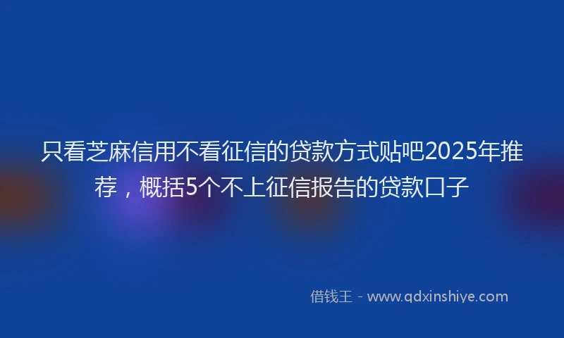 只看芝麻信用不看征信的贷款方式贴吧2025年推荐，概括5个不上征信报告的贷款口子