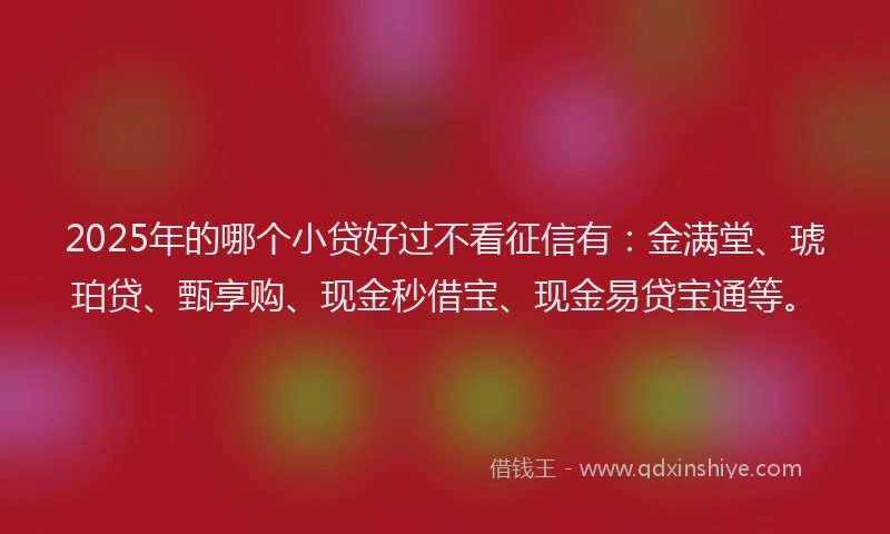 2025年的哪个小贷好过不看征信有：金满堂、琥珀贷、甄享购、现金秒借宝、现金易贷宝通等。