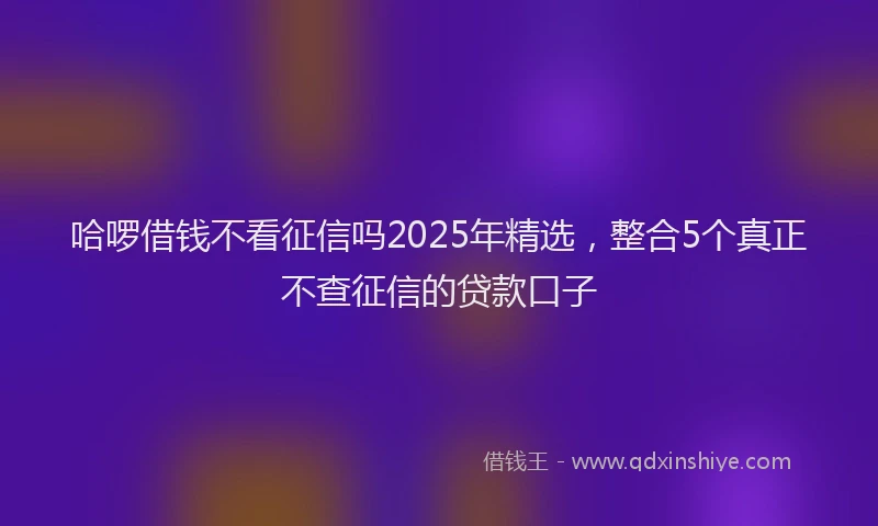 哈啰借钱不看征信吗2025年精选，整合5个真正不查征信的贷款口子