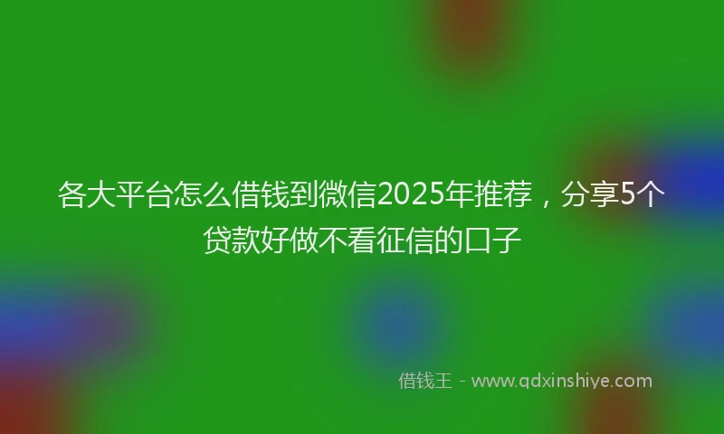 各大平台怎么借钱到微信2025年推荐，分享5个贷款好做不看征信的口子