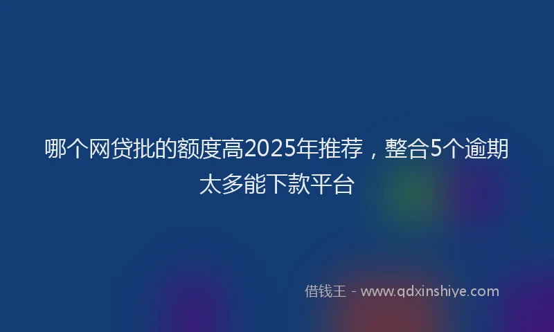哪个网贷批的额度高2025年推荐，整合5个逾期太多能下款平台