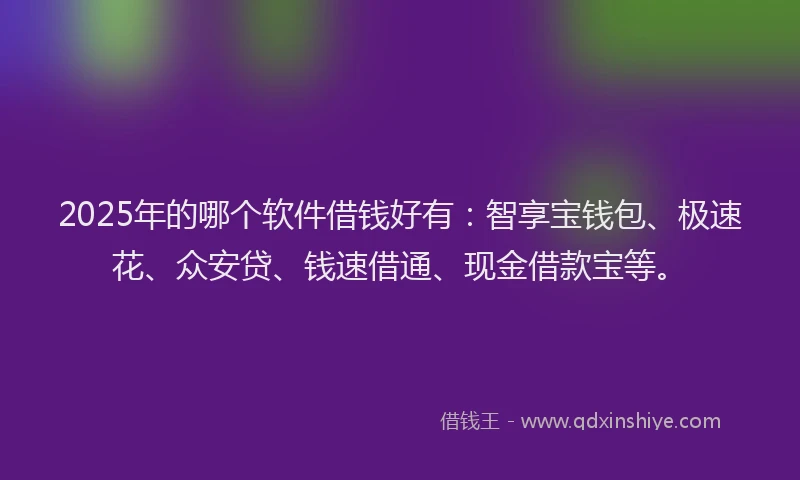 2025年的哪个软件借钱好有：智享宝钱包、极速花、众安贷、钱速借通、现金借款宝等。