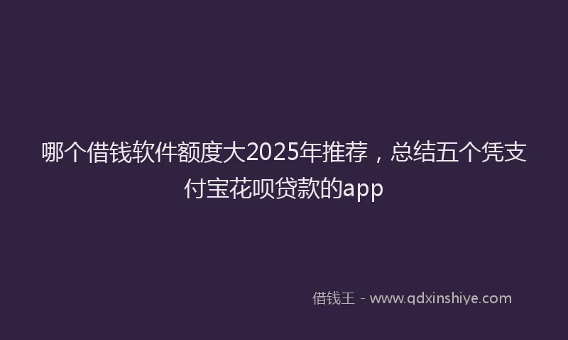 哪个借钱软件额度大2025年推荐，总结五个凭支付宝花呗贷款的app