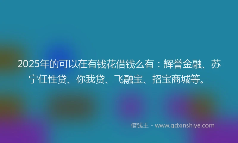 2025年的可以在有钱花借钱么有：辉誉金融、苏宁任性贷、你我贷、飞融宝、招宝商城等。