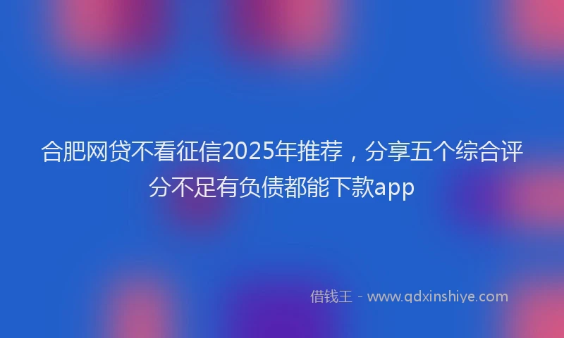合肥网贷不看征信2025年推荐，分享五个综合评分不足有负债都能下款app