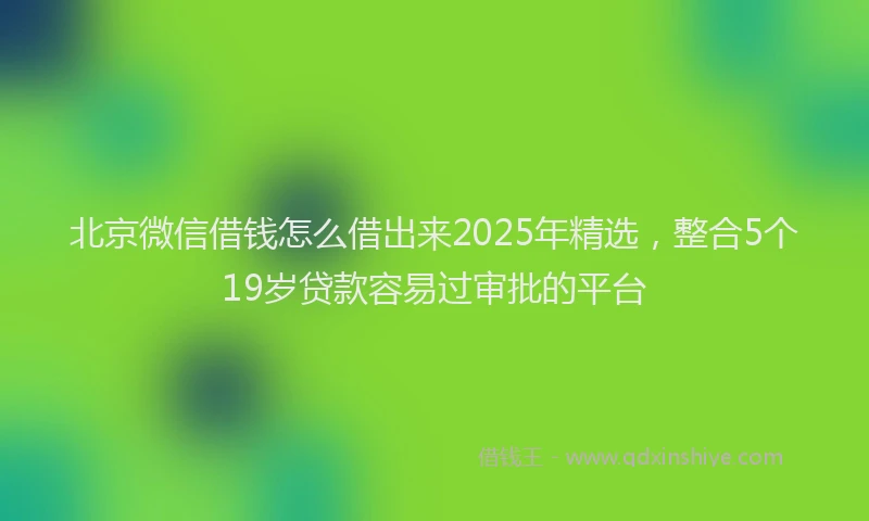 北京微信借钱怎么借出来2025年精选，整合5个19岁贷款容易过审批的平台