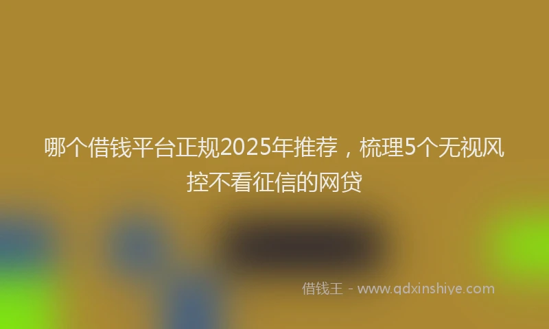 哪个借钱平台正规2025年推荐，梳理5个无视风控不看征信的网贷