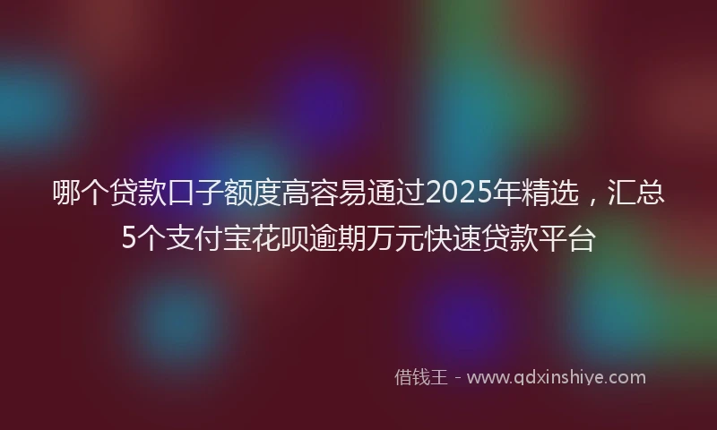 哪个贷款口子额度高容易通过2025年精选，汇总5个支付宝花呗逾期万元快速贷款平台