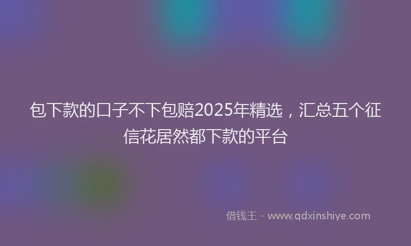 包下款的口子不下包赔2025年精选，汇总五个征信花居然都下款的平台