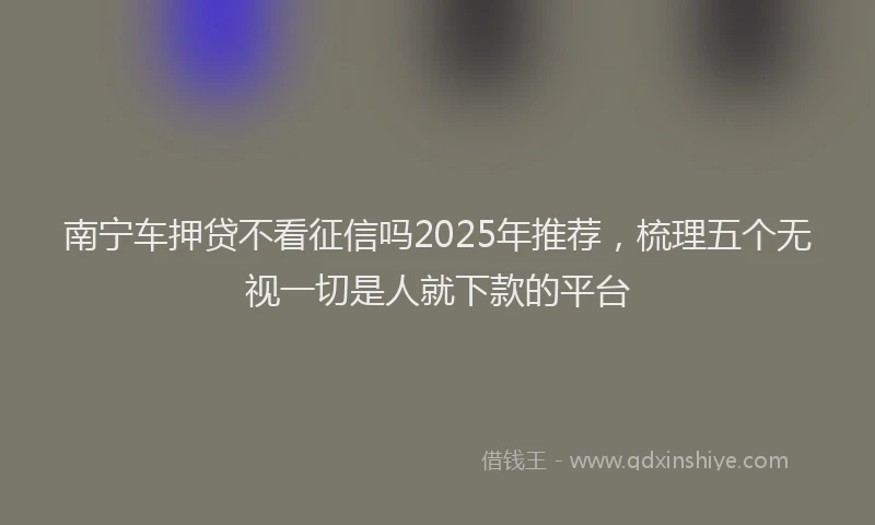 南宁车押贷不看征信吗2025年推荐，梳理五个无视一切是人就下款的平台