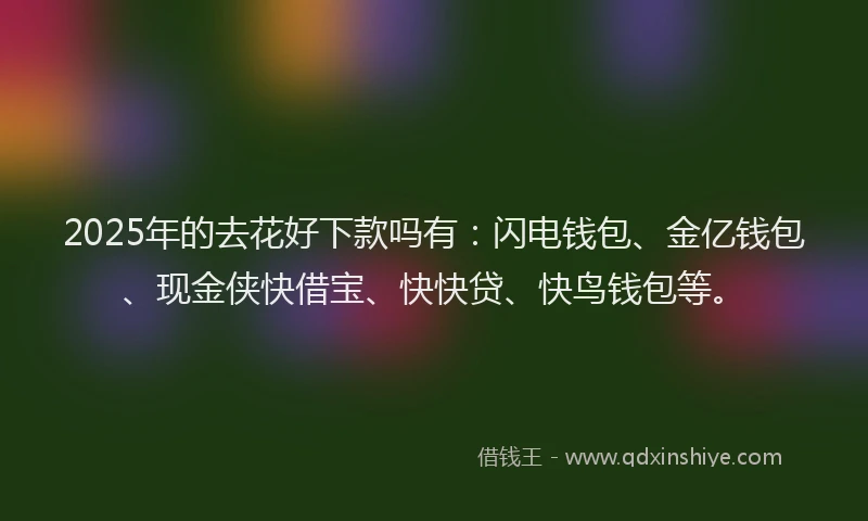 2025年的去花好下款吗有：闪电钱包、金亿钱包、现金侠快借宝、快快贷、快鸟钱包等。