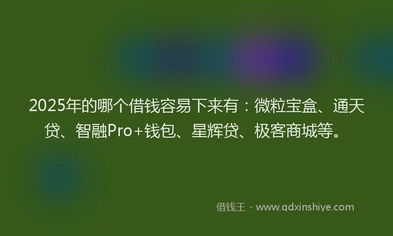 2025年的哪个借钱容易下来有：微粒宝盒、通天贷、智融Pro+钱包、星辉贷、极客商城等。