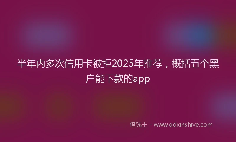 半年内多次信用卡被拒2025年推荐，概括五个黑户能下款的app