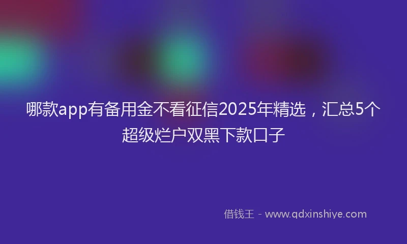 哪款app有备用金不看征信2025年精选，汇总5个超级烂户双黑下款口子