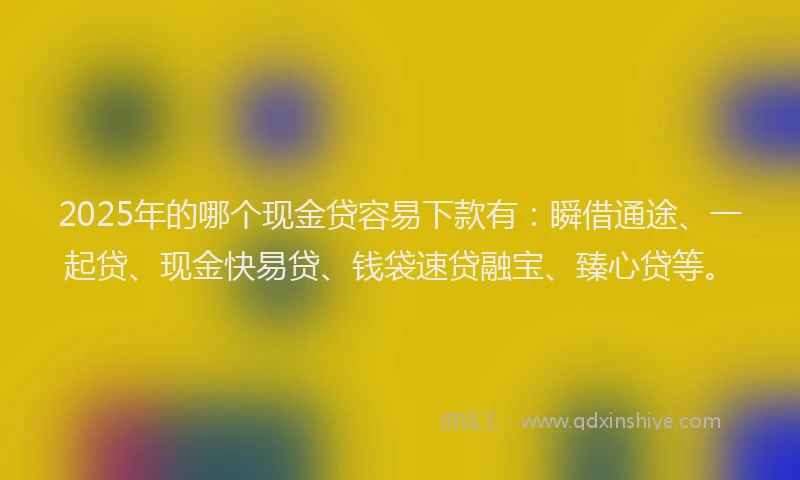 2025年的哪个现金贷容易下款有：瞬借通途、一起贷、现金快易贷、钱袋速贷融宝、臻心贷等。