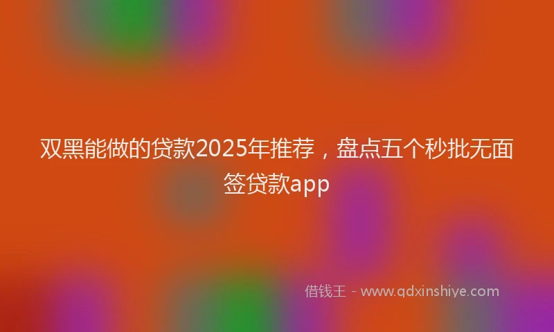 双黑能做的贷款2025年推荐，盘点五个秒批无面签贷款app
