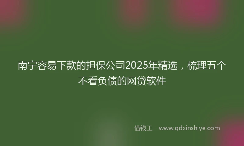 南宁容易下款的担保公司2025年精选，梳理五个不看负债的网贷软件