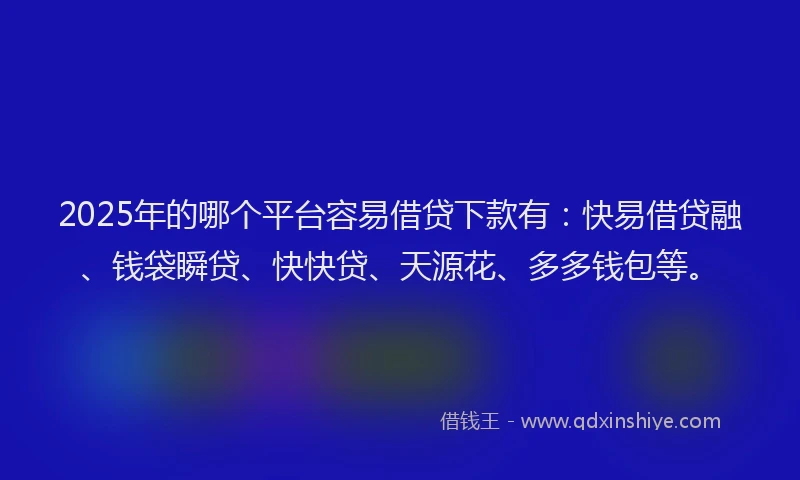 2025年的哪个平台容易借贷下款有：快易借贷融、钱袋瞬贷、快快贷、天源花、多多钱包等。