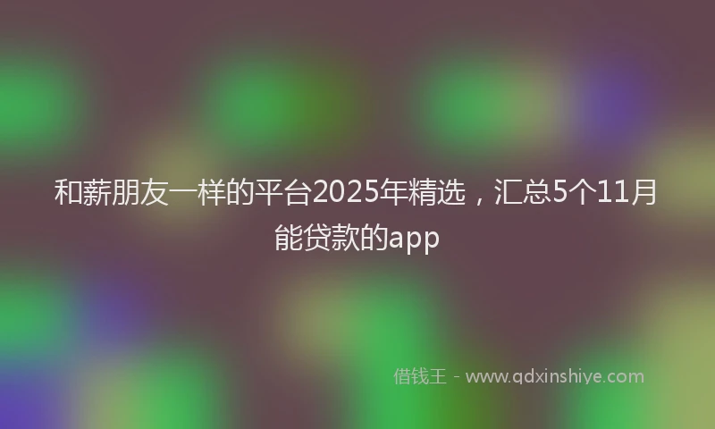 和薪朋友一样的平台2025年精选，汇总5个11月能贷款的app