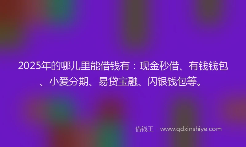 2025年的哪儿里能借钱有：现金秒借、有钱钱包、小爱分期、易贷宝融、闪银钱包等。