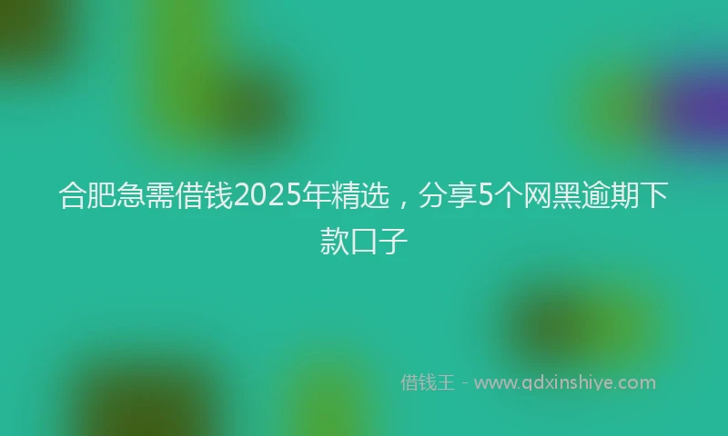 合肥急需借钱2025年精选，分享5个网黑逾期下款口子