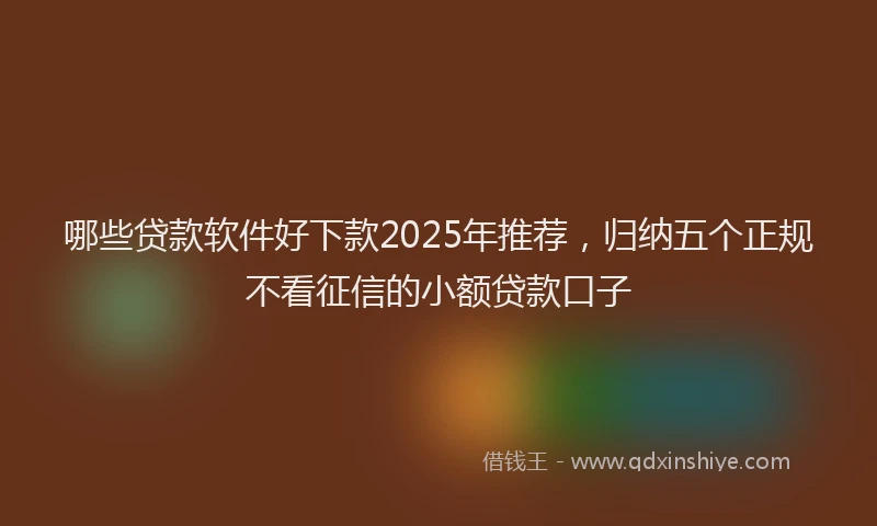 哪些贷款软件好下款2025年推荐，归纳五个正规不看征信的小额贷款口子