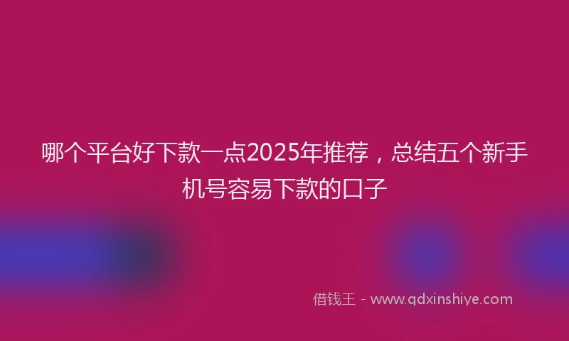 哪个平台好下款一点2025年推荐，总结五个新手机号容易下款的口子