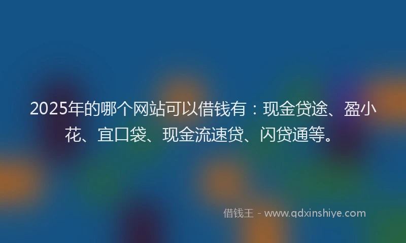 2025年的哪个网站可以借钱有：现金贷途、盈小花、宜口袋、现金流速贷、闪贷通等。