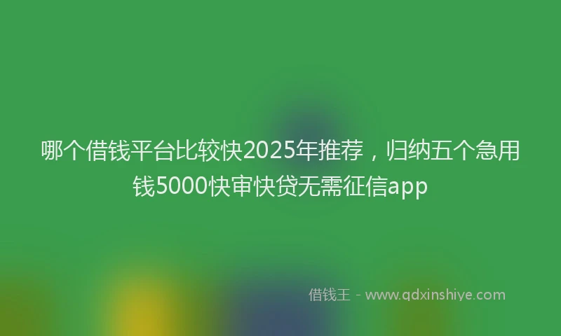 哪个借钱平台比较快2025年推荐，归纳五个急用钱5000快审快贷无需征信app