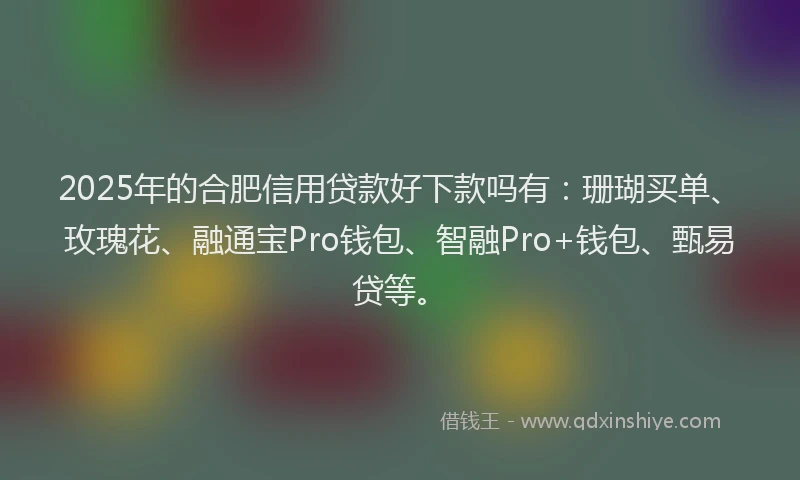 2025年的合肥信用贷款好下款吗有：珊瑚买单、玫瑰花、融通宝Pro钱包、智融Pro+钱包、甄易贷等。