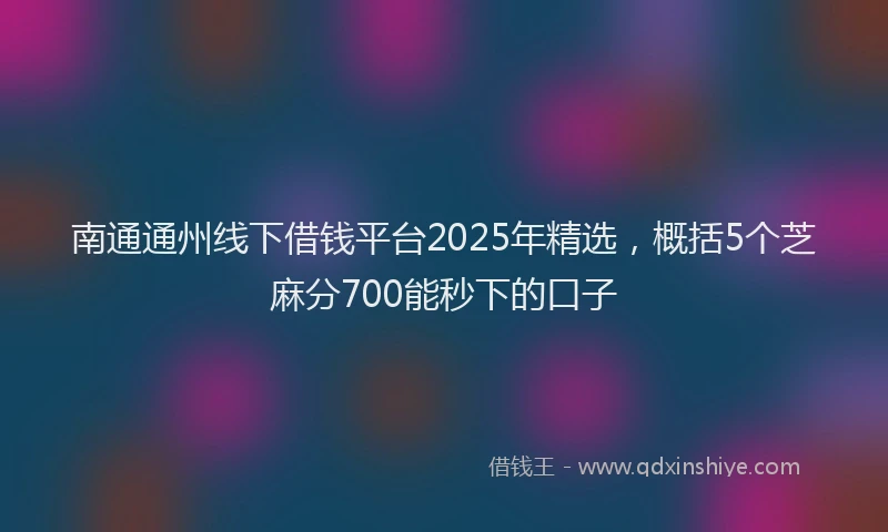 南通通州线下借钱平台2025年精选，概括5个芝麻分700能秒下的口子