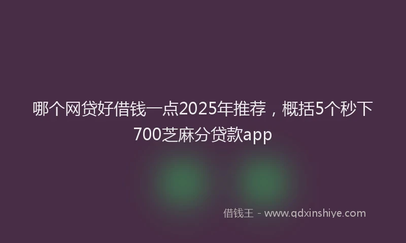 哪个网贷好借钱一点2025年推荐，概括5个秒下700芝麻分贷款app