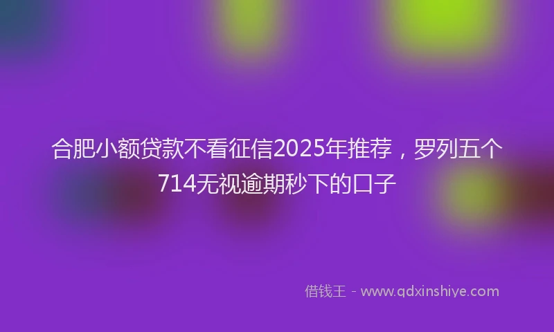 合肥小额贷款不看征信2025年推荐，罗列五个714无视逾期秒下的口子
