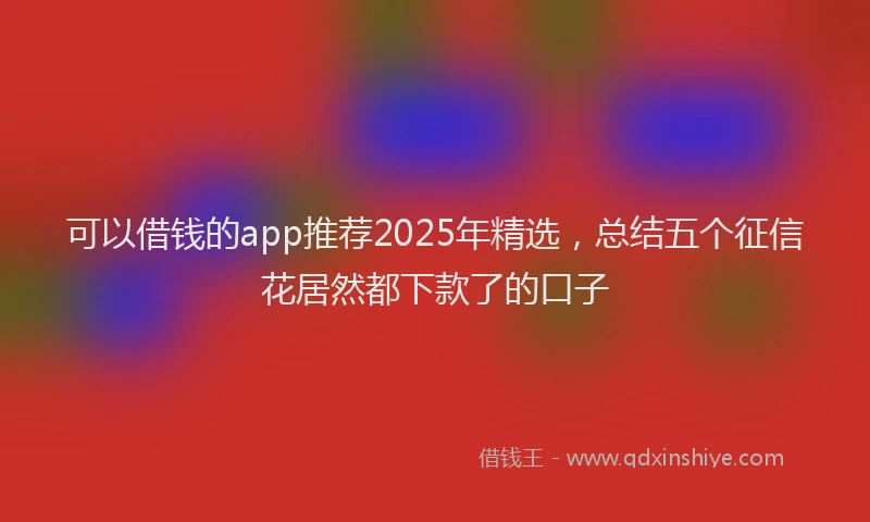 可以借钱的app推荐2025年精选，总结五个征信花居然都下款了的口子