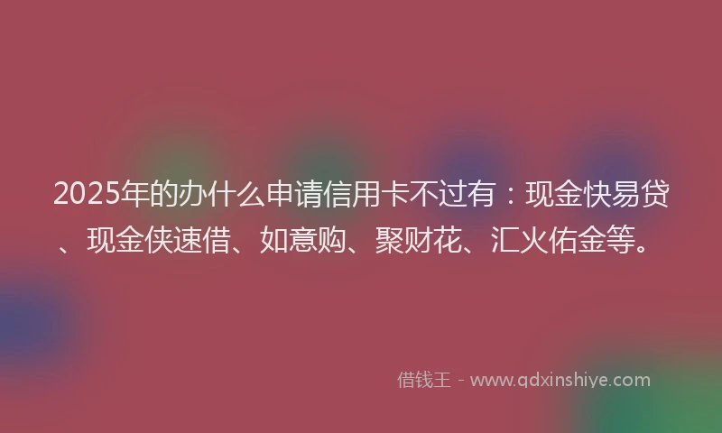 2025年的办什么申请信用卡不过有：现金快易贷、现金侠速借、如意购、聚财花、汇火佑金等。