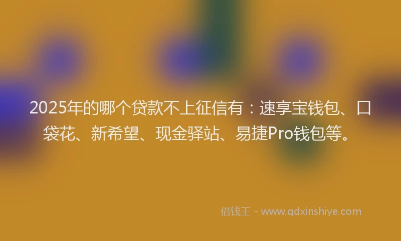 2025年的哪个贷款不上征信有：速享宝钱包、口袋花、新希望、现金驿站、易捷Pro钱包等。
