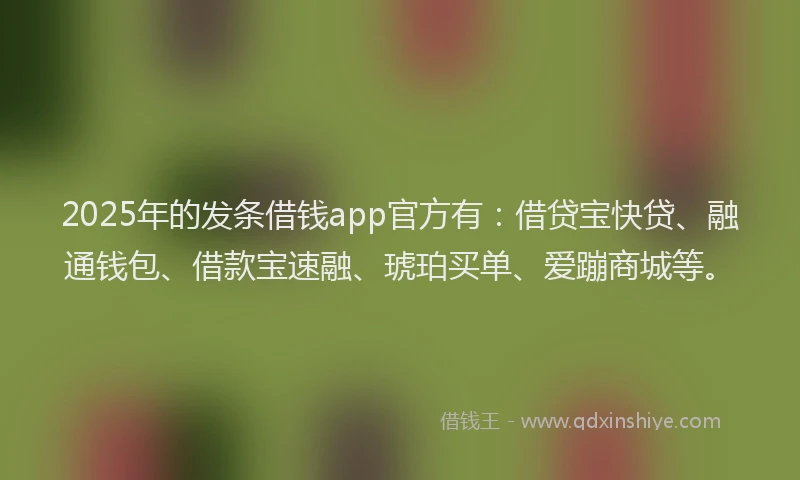 2025年的发条借钱app官方有：借贷宝快贷、融通钱包、借款宝速融、琥珀买单、爱蹦商城等。