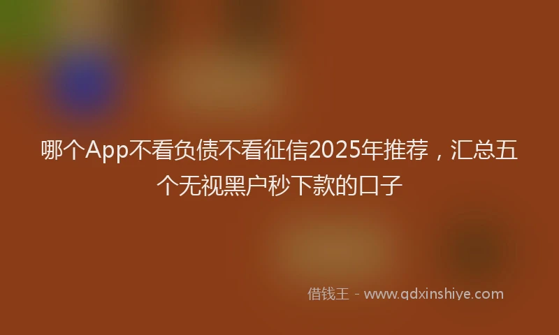 哪个App不看负债不看征信2025年推荐，汇总五个无视黑户秒下款的口子