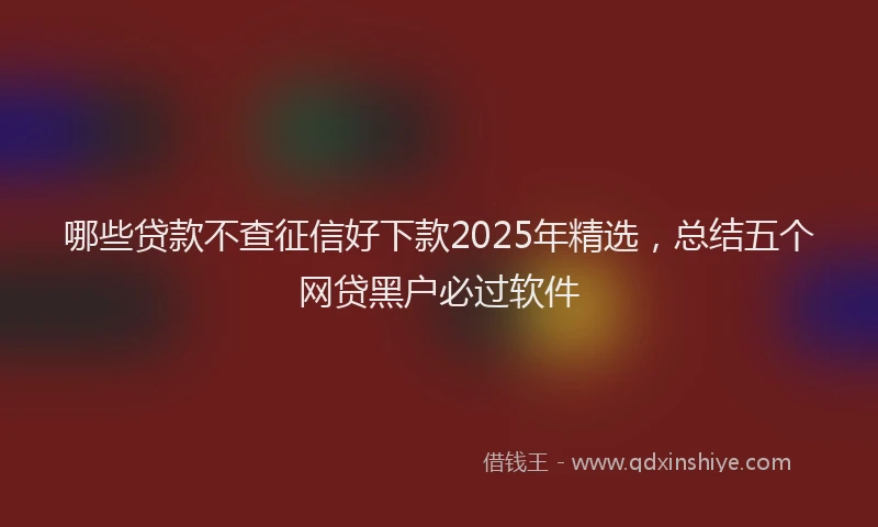 哪些贷款不查征信好下款2025年精选，总结五个网贷黑户必过软件