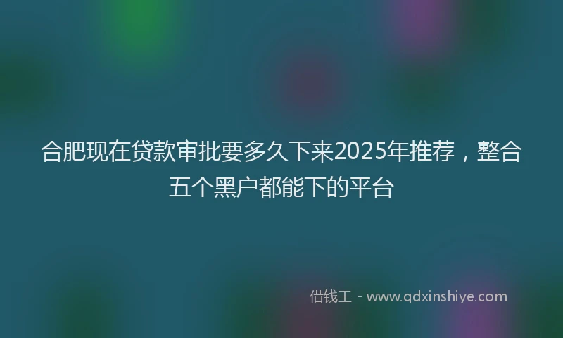合肥现在贷款审批要多久下来2025年推荐，整合五个黑户都能下的平台