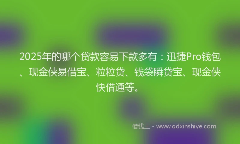 2025年的哪个贷款容易下款多有：迅捷Pro钱包、现金侠易借宝、粒粒贷、钱袋瞬贷宝、现金侠快借通等。
