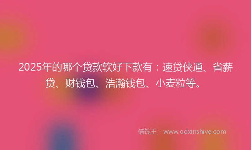 2025年的哪个贷款软好下款有：速贷侠通、省薪贷、财钱包、浩瀚钱包、小麦粒等。