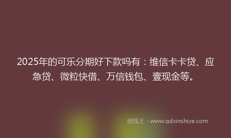 2025年的可乐分期好下款吗有：维信卡卡贷、应急贷、微粒快借、万信钱包、壹现金等。