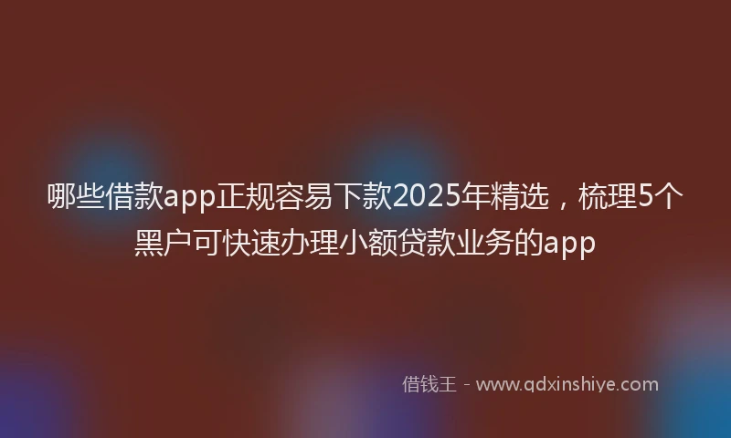 哪些借款app正规容易下款2025年精选，梳理5个黑户可快速办理小额贷款业务的app