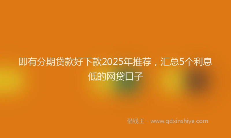 即有分期贷款好下款2025年推荐，汇总5个利息低的网贷口子