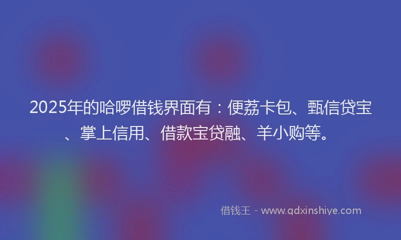 2025年的哈啰借钱界面有：便荔卡包、甄信贷宝、掌上信用、借款宝贷融、羊小购等。